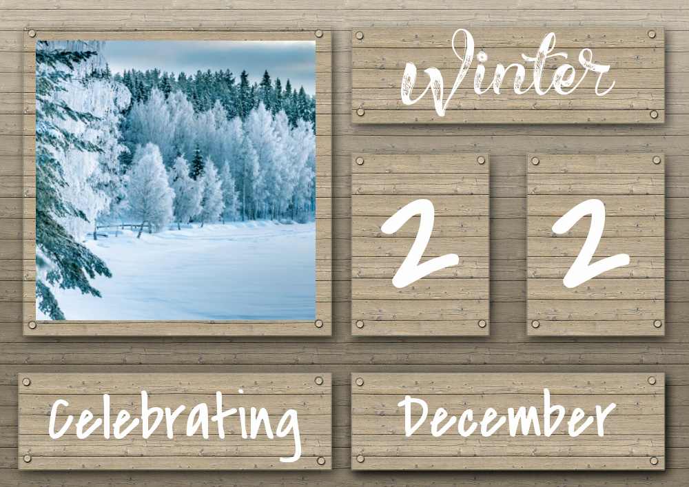 Celebrating December Winter scene with words Winter 22 Celebrating December.