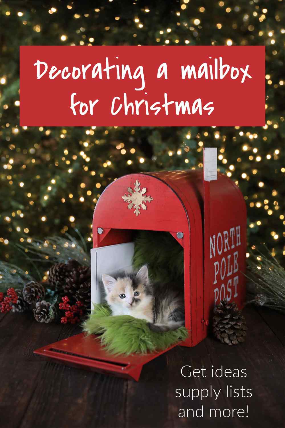 How to Decorate a Mailbox for Christmas Cute kitten in a mailbox decorated for the holidays.