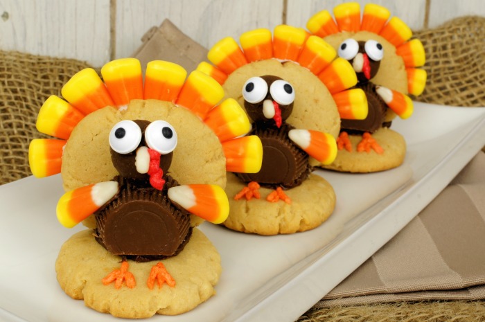 Cookie turkeys in a row.