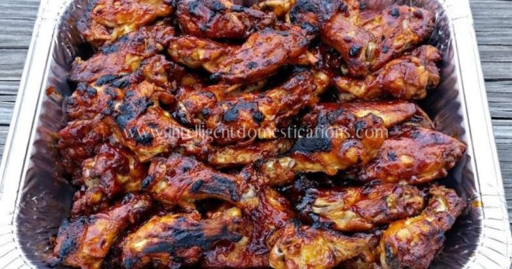 slow cooker BBQ chicken wings for super chicken wing day.