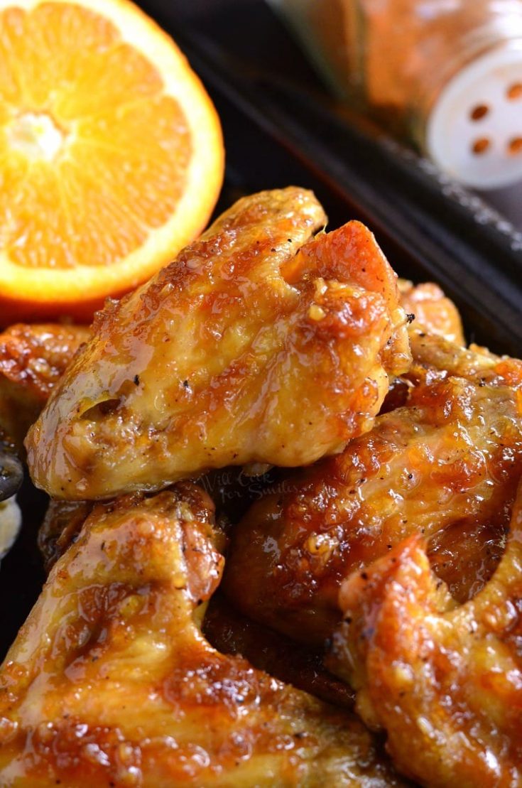 Spicy orange chicken wings and orange for super chicken wing day.