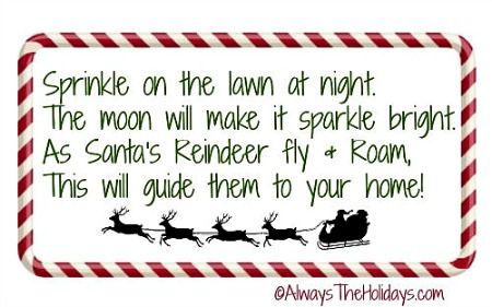 Magic reindeer food label with poem.