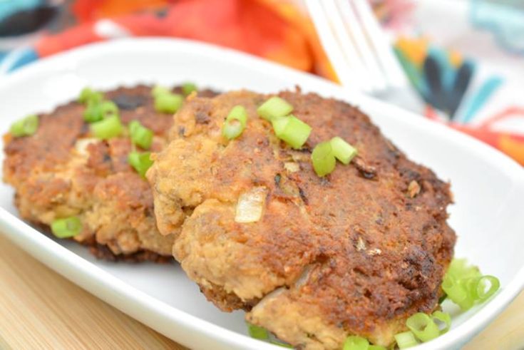 Keto Salmon Patties on a white plate.