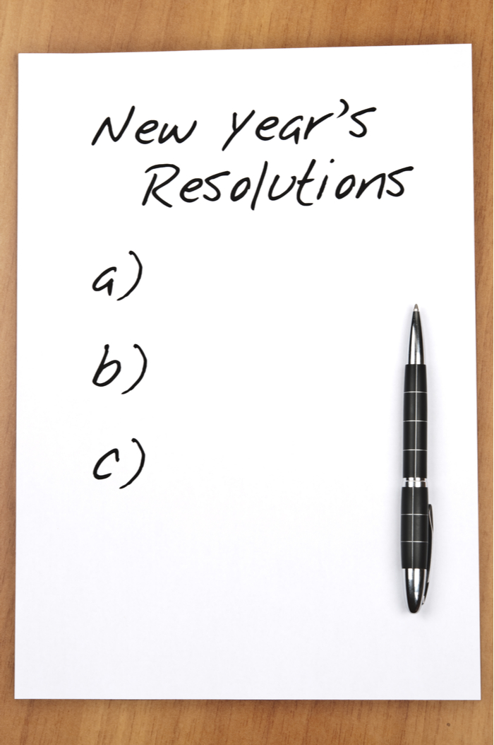 A blank New Year's resolution sheet that needs good New Year's resolution tips.
