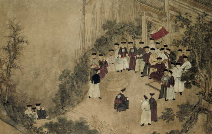 General Shi Lang with Company Officials at a Well on the Sea, by Anonymous Chinese artist, 18th century