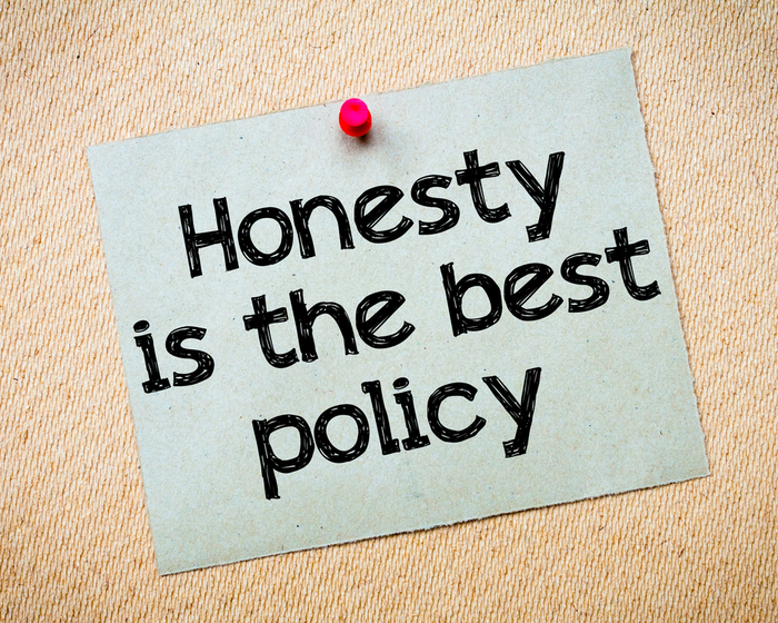 A motivational quote reading "honesty is the best policy".