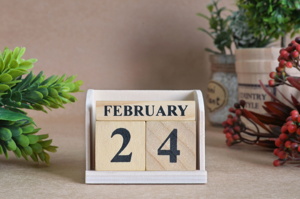 Blocks that read "February 24" to celebrate the February 24 national days.