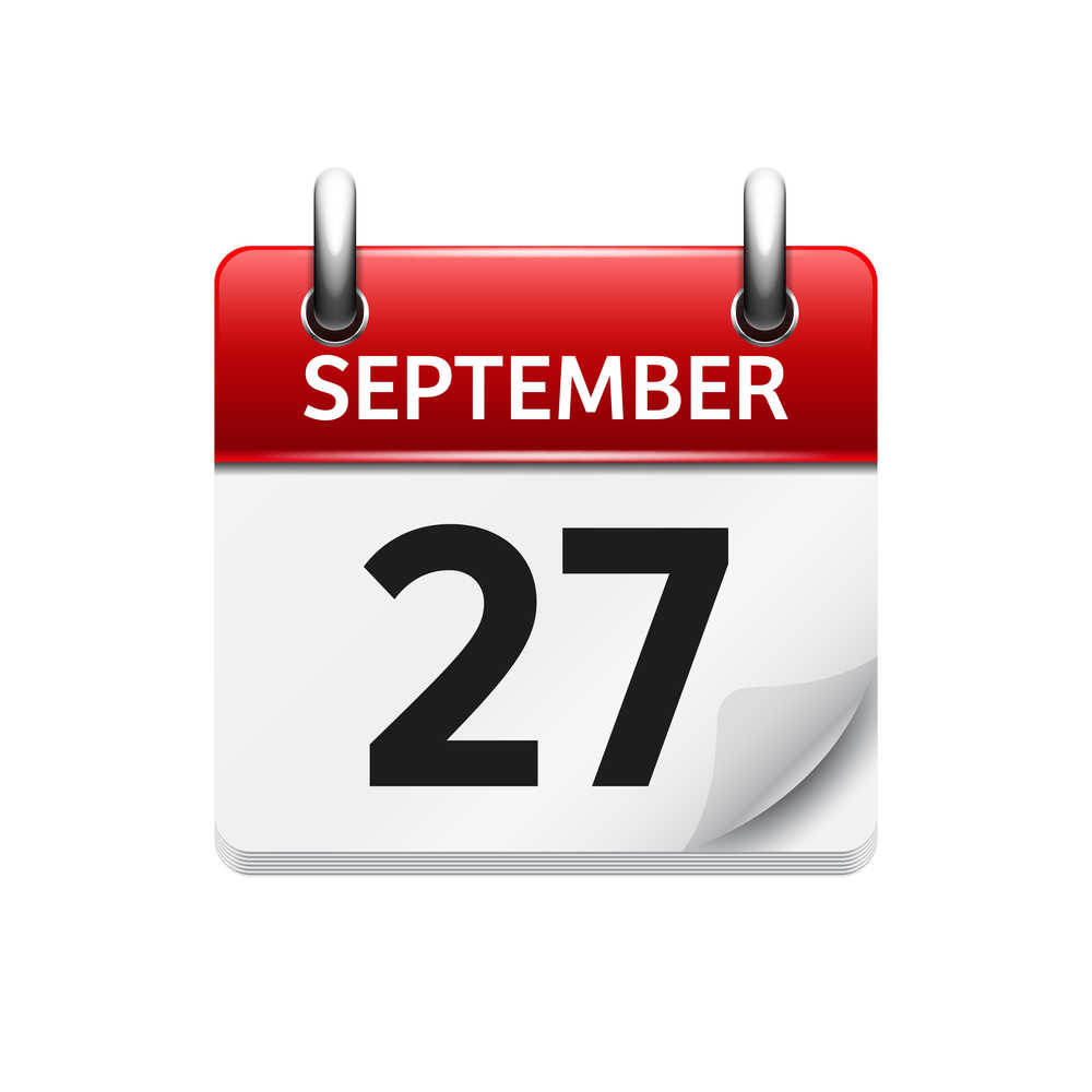 A calendar page with a red border that reads September 27.