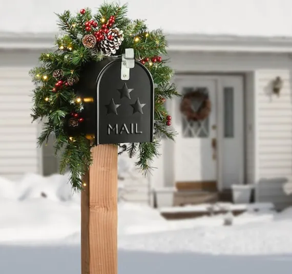 Image for Winter Pine & Red Berry Garland With LED Lights on Etsy