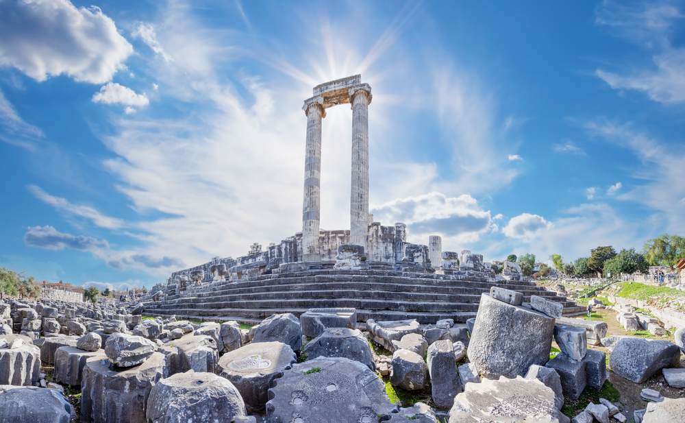 The oracle of Apollo The oracle of Apollo on a nice day with a blue sky with clouds in the background.