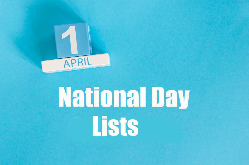Blue background, block, number one and words national day lists.