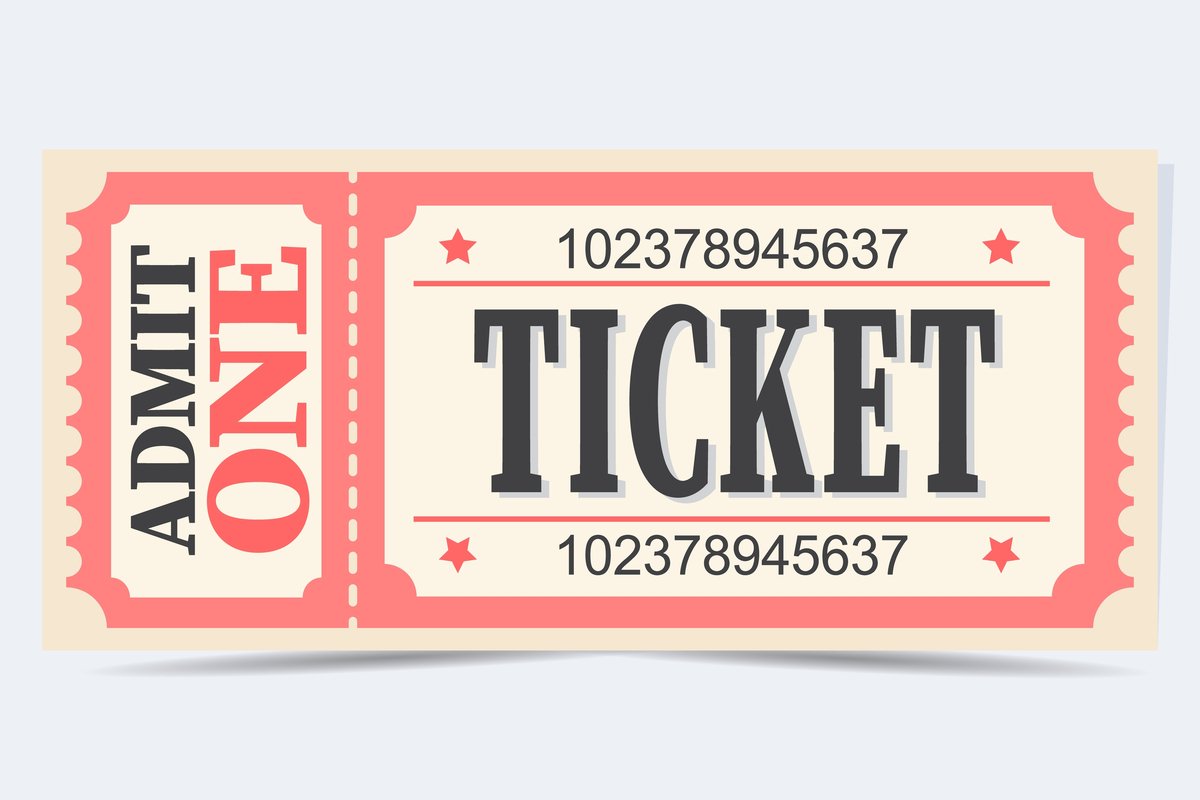 Clip art ticket A ticket to the White House Easter Egg Roll Day with the words "admit one" and "ticket" on it.