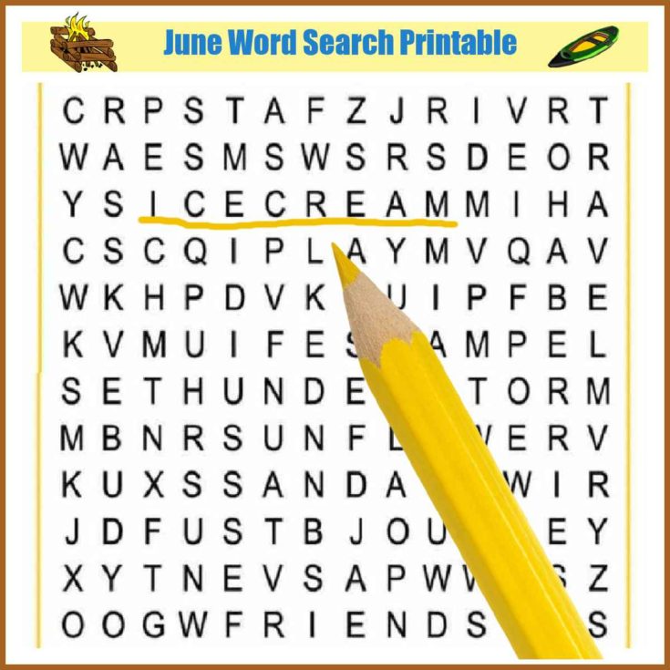 Word find puzzle with words June word search printable.