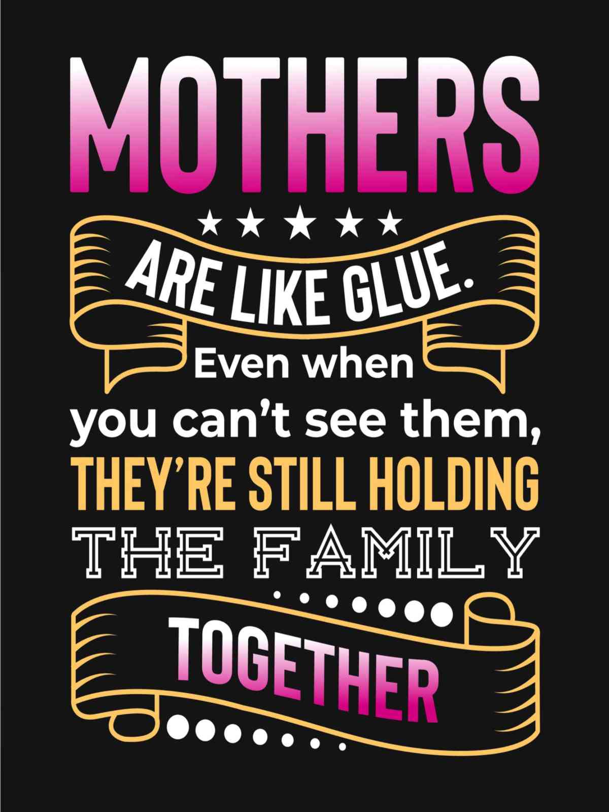 Mother quote with block lettering An inspirational mother quote in block lettering on a black background.