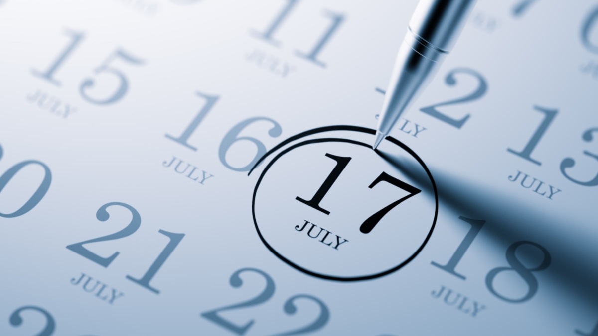 July 17 circled A calendar with July 17th circled in black ink to mark the July 17 national days.