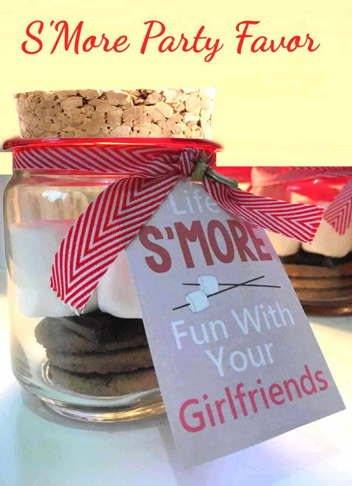 S'mores jar party favors Smores jar with words S'more party favors.