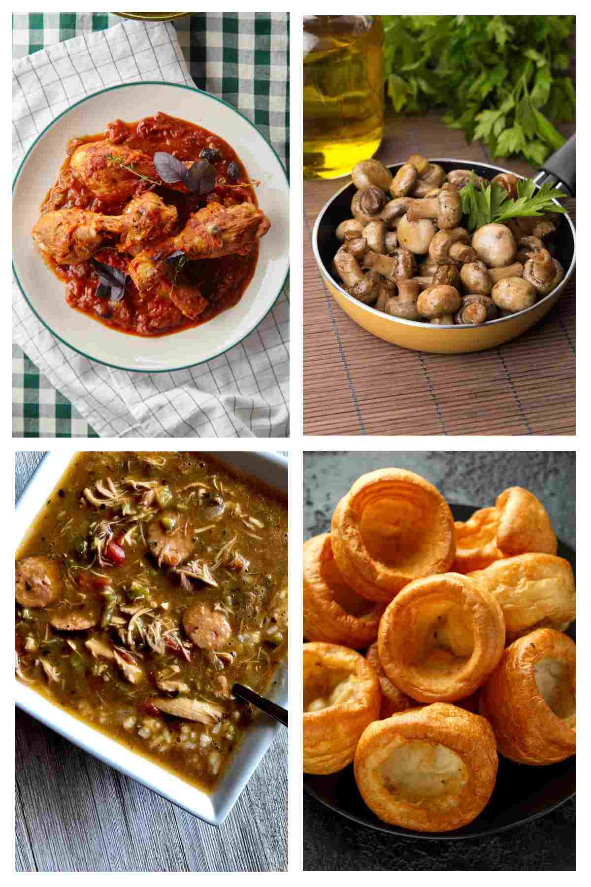 Food days in October. Food Days in October - Chicken cacciatore, mushrooms, gumbo stew and Yorkshire pudding.