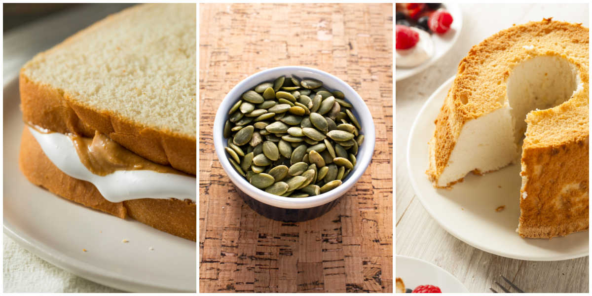 3 October Food Holidays Fluffernutter, pumpkin seeds and angel food cake.