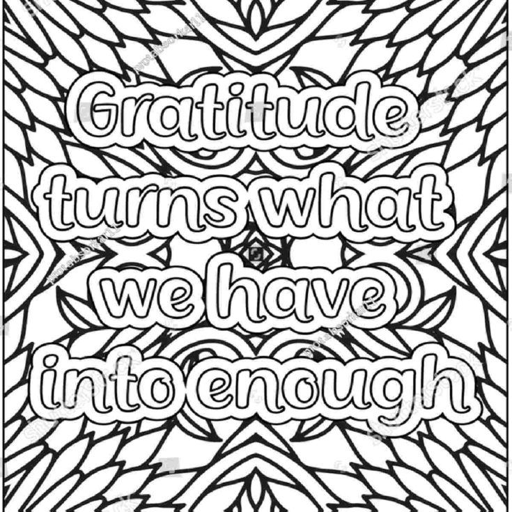 A gratitude coloring page with the thankful quote 