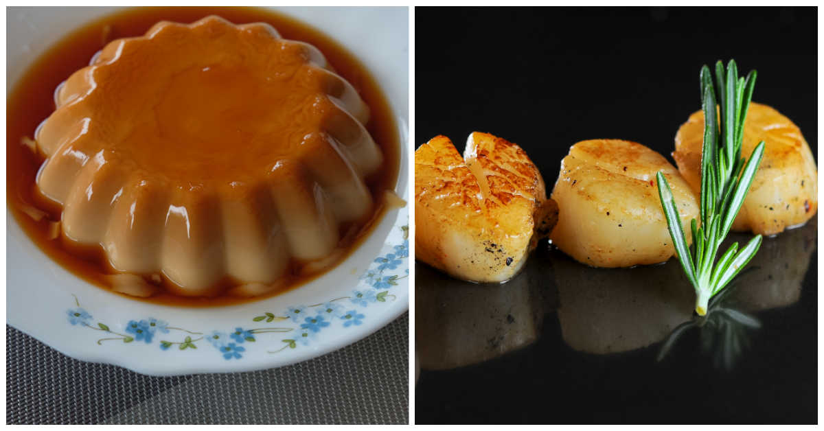 Caramel custard and fried scallops Caramel custard and fried scallops are two October food holidays.