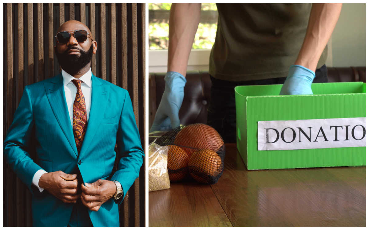 September national days A collage of two images which represent national days in September - the image on the left if of a man wearing teal clothing for Wear Teal Day and the image on the right is of a donations box for a food bank which represents National Food Bank Day.