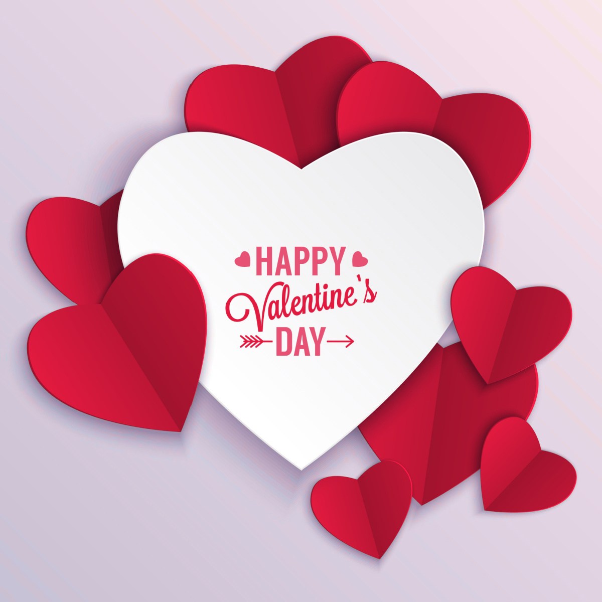 Happy Valentine's Day hearts A white heart that says Happy Valentine's Day surrounded by red Valentine's Day hearts.