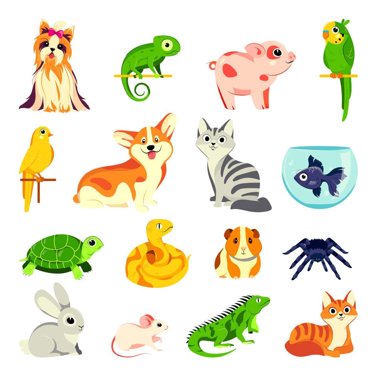 Pet vectors A white background with 16 vectors of pets on it to celebrate National Love Your Pet Day.