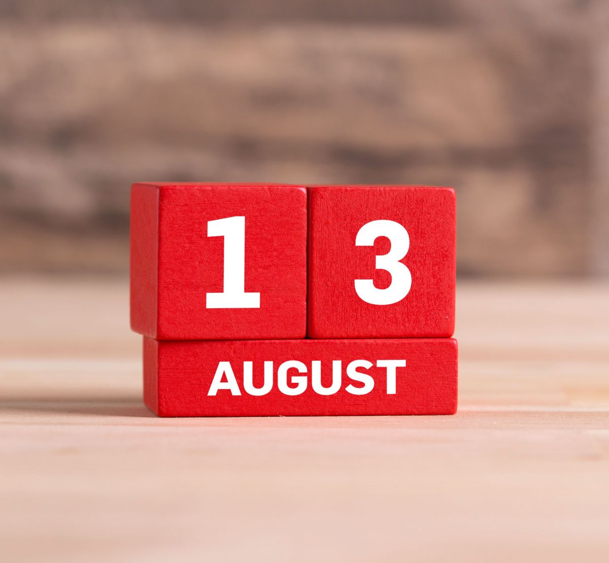 August 13 blocks Red blocks with white lettering that read August 13 to celebrate the August national days.