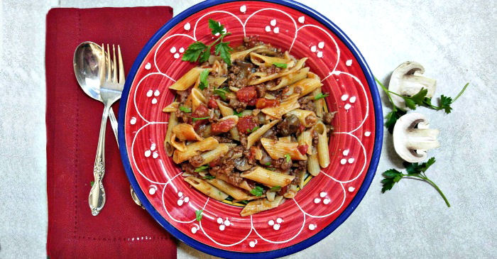 Image for Penne Pasta Recipe – One Pot Beef and Penne in a Red Wine Tomato Sauce