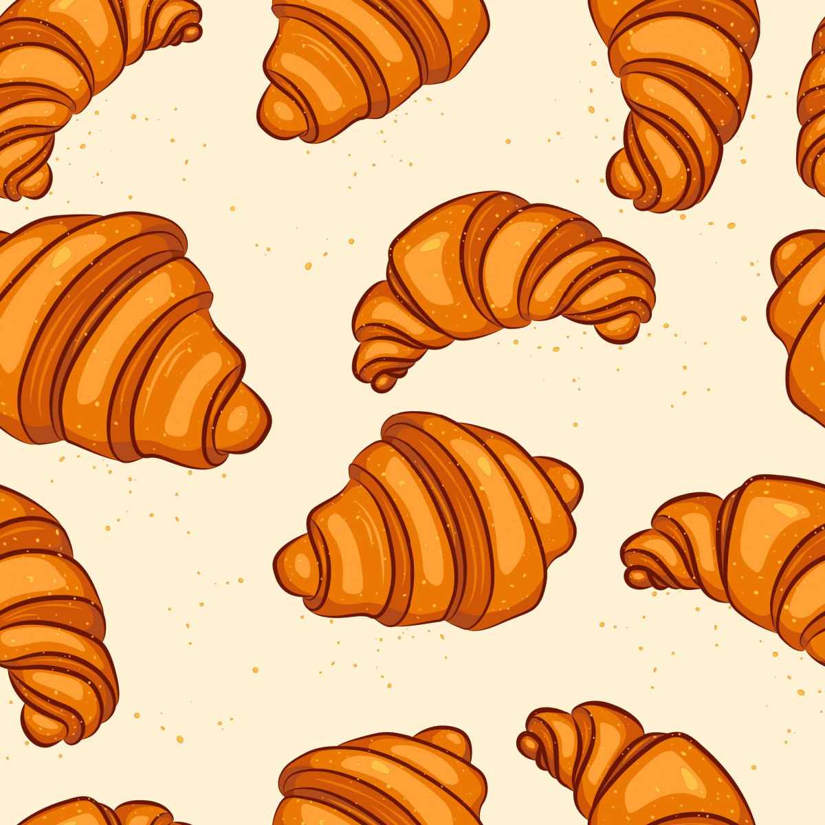 Croissant vector image A cream background with multiple cartoon images of croissants on it, filling the entire space, for National Croissant Day.