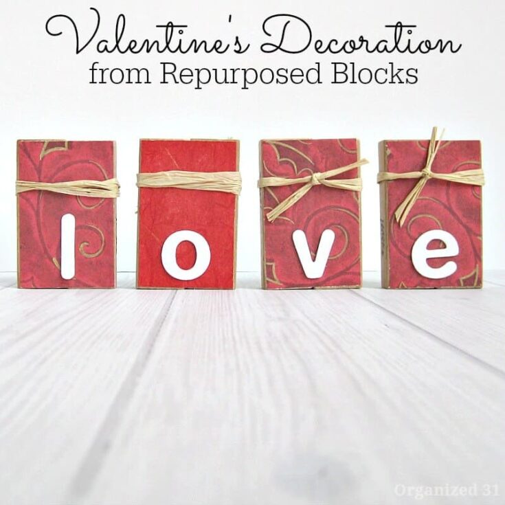 Image for Recycled Blocks for Valentine’s Decor